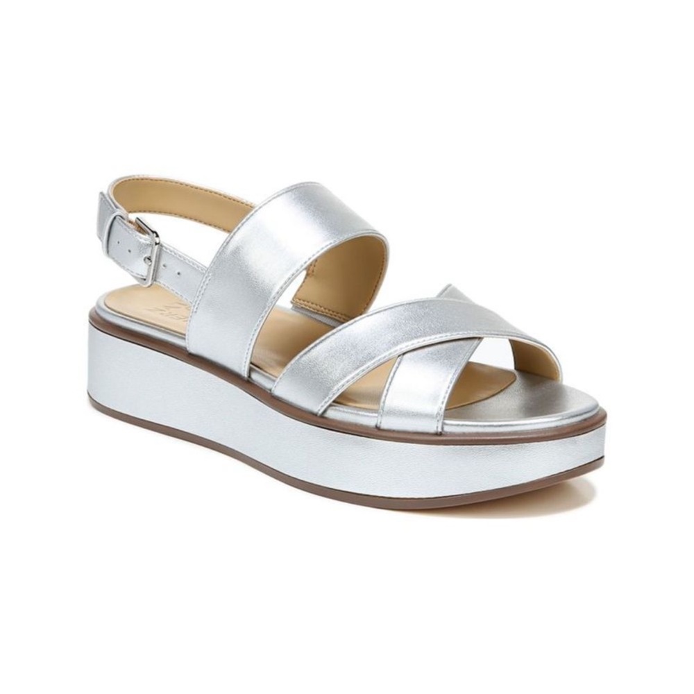 NATURALIZER Womens Gray 1" Platform Caryn Wedge Slingback Sandal 8 M